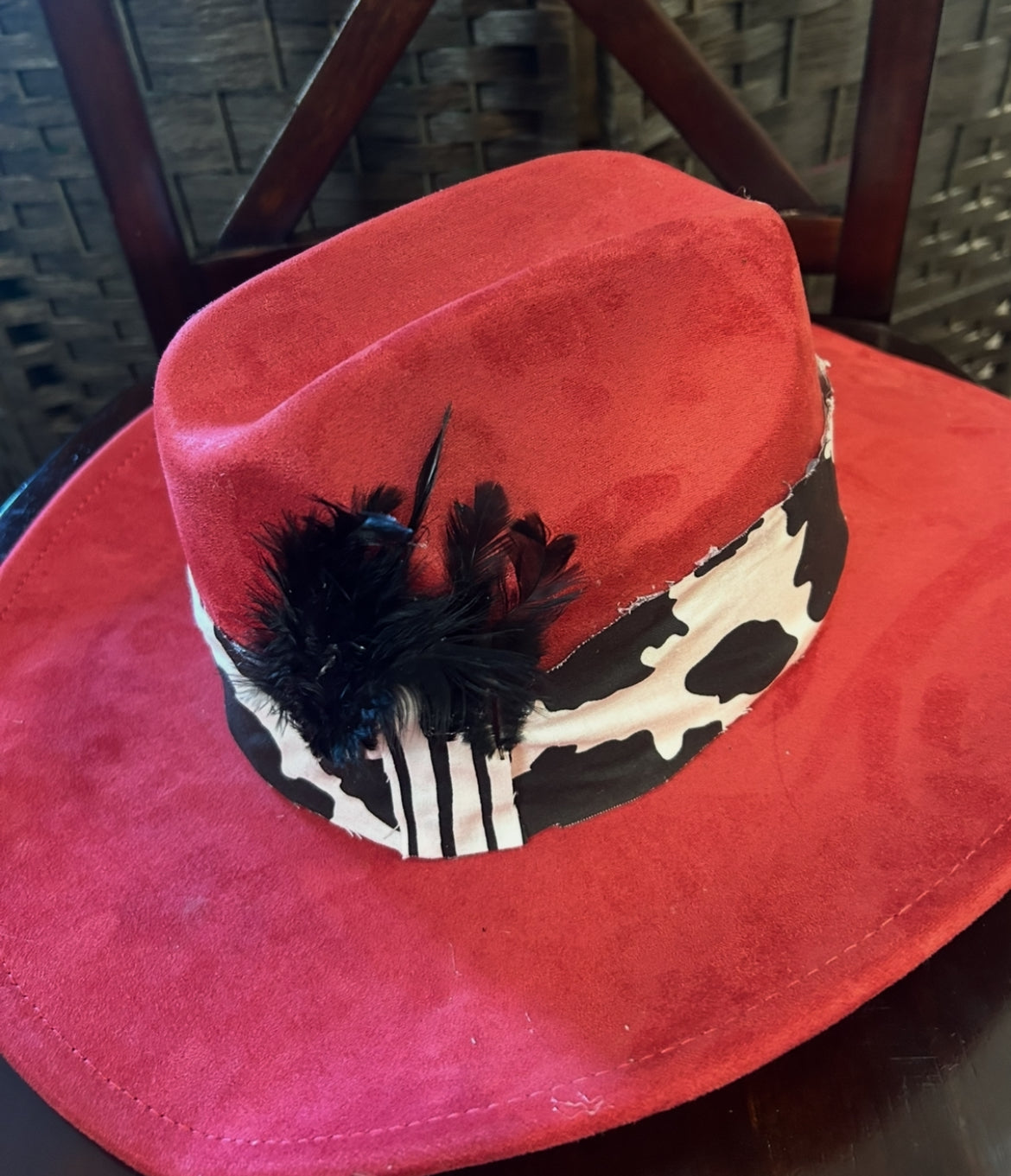 Red Fedora Hat with designs by Schequita (Exclusive Edition)