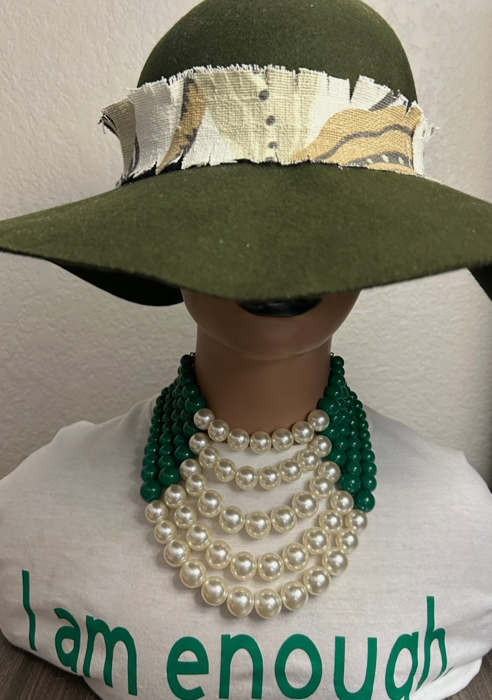Olive Green Hat with Designs by Schequita