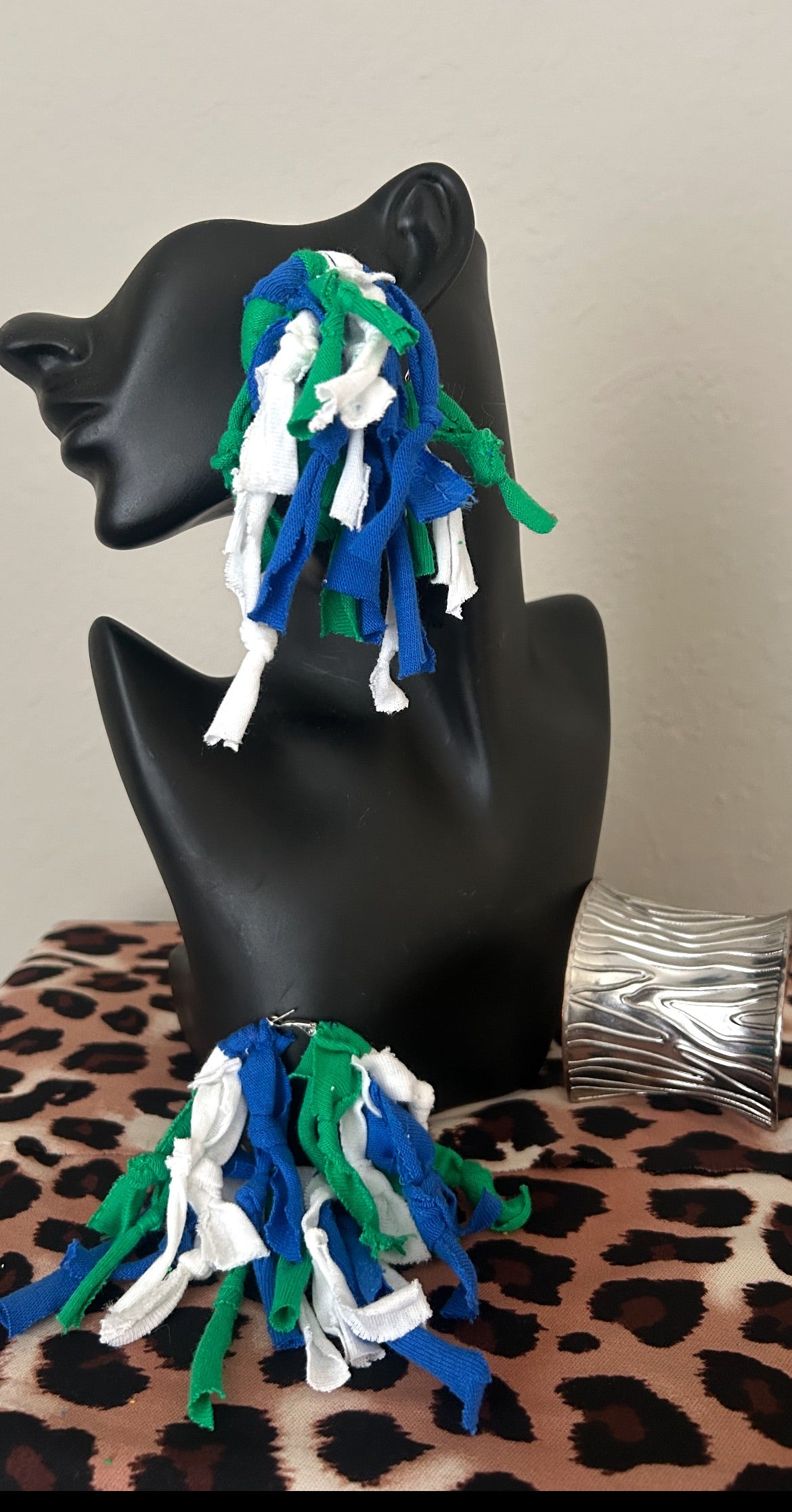 Blue, Green & White Hoop Earrings by designs by Schequita