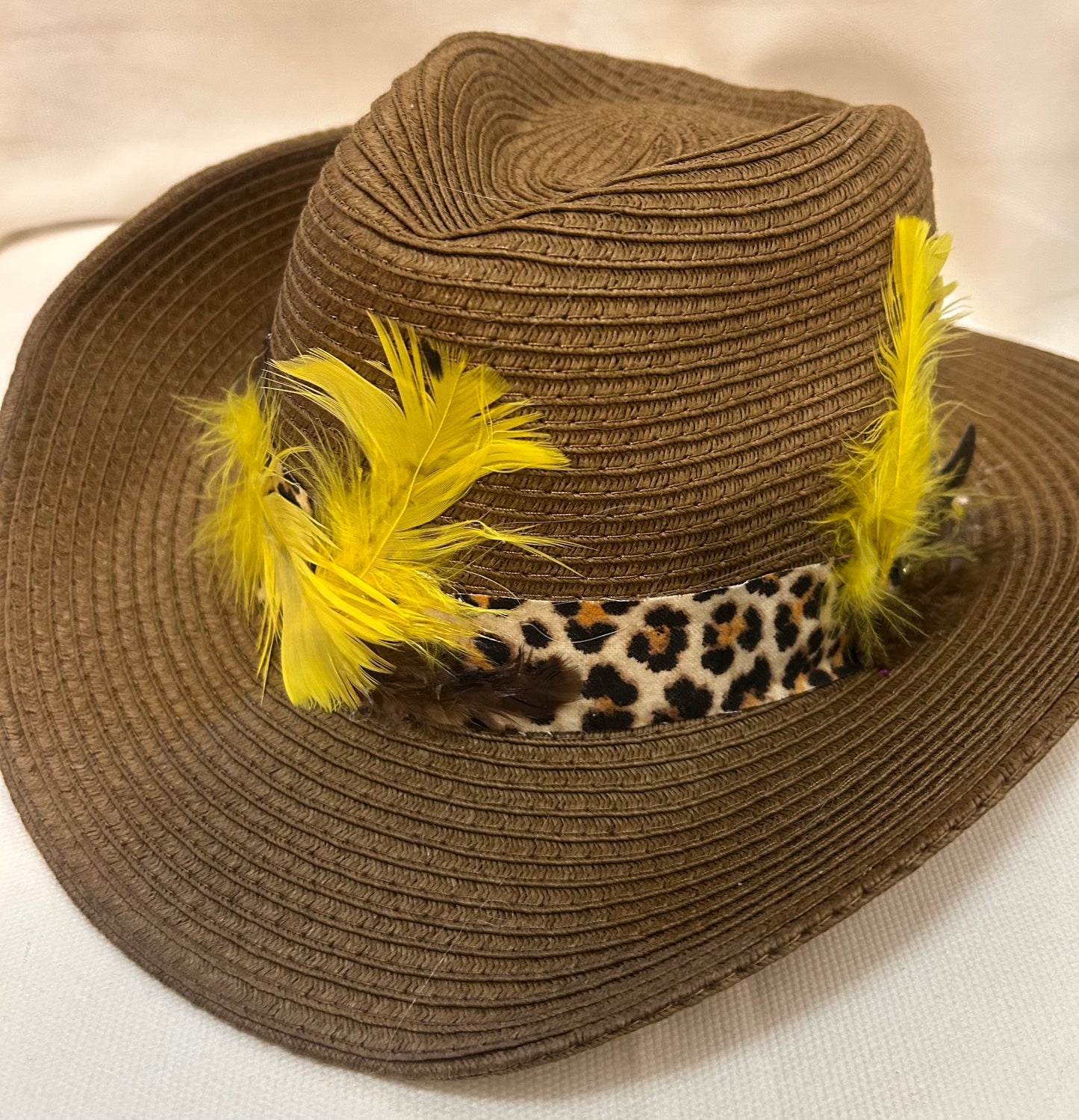 Brown Straw Cowboy Hat with designs by Schequita