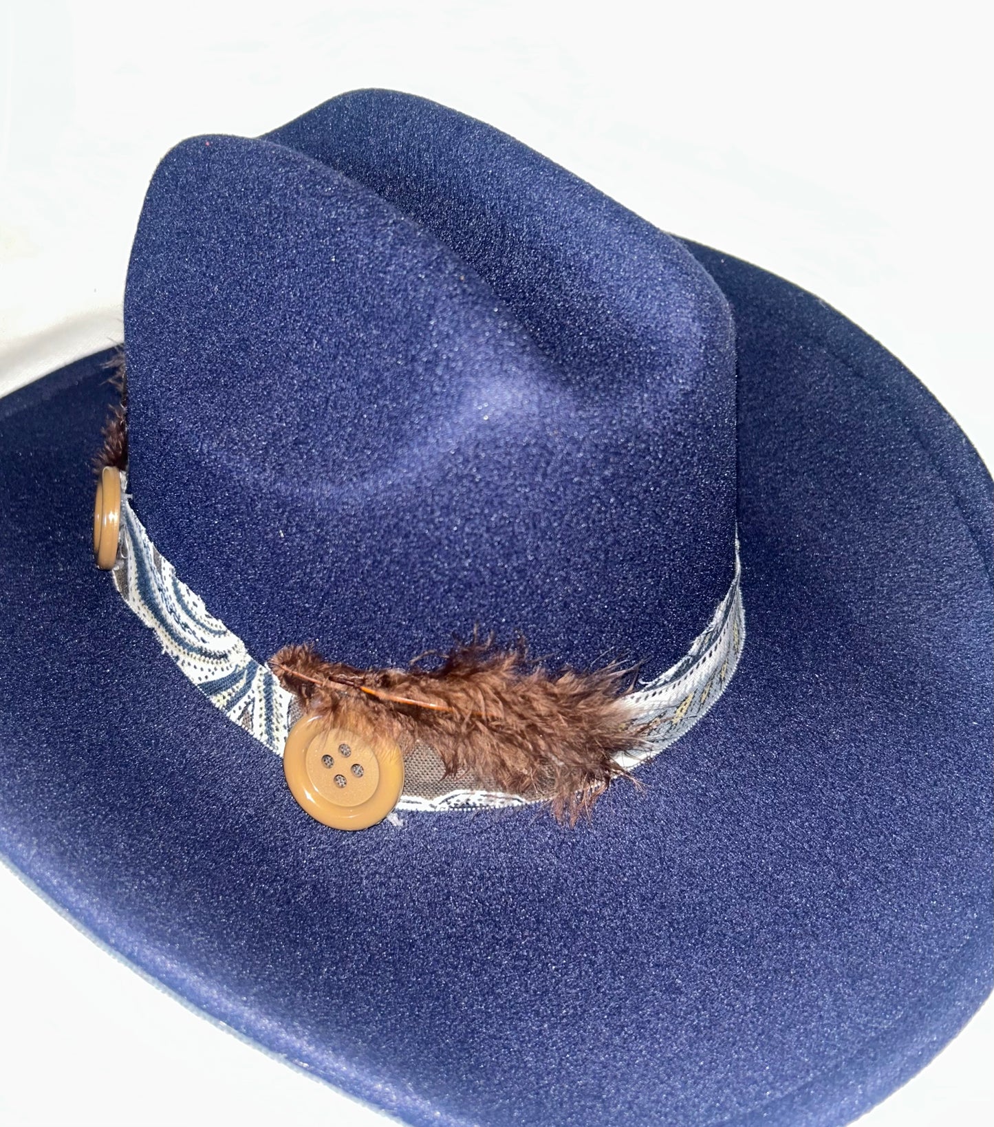 Navy Blue Cowboy Hat with designs by Schequita