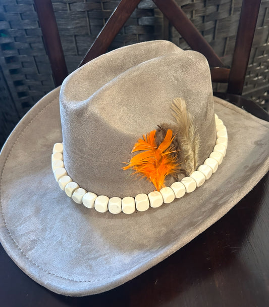 Tan Fedora Hat with designs by Schequita (Exclusive Edition)