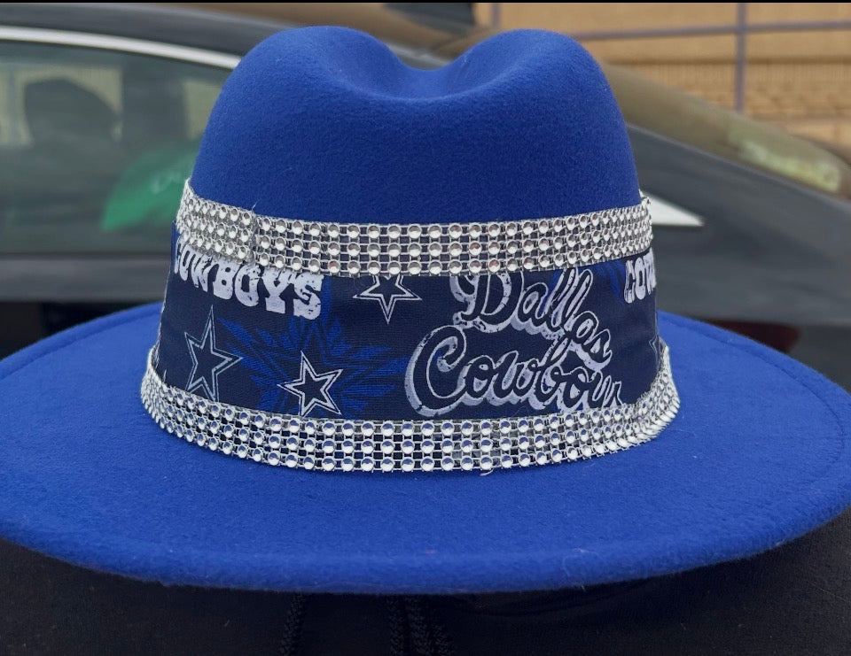 Royal Blue Fedora Hat with designs by Schequita