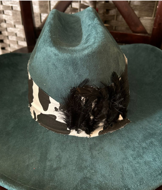 Teal Green Fedora Hat with designs by Schequita (Exclusive Edition)