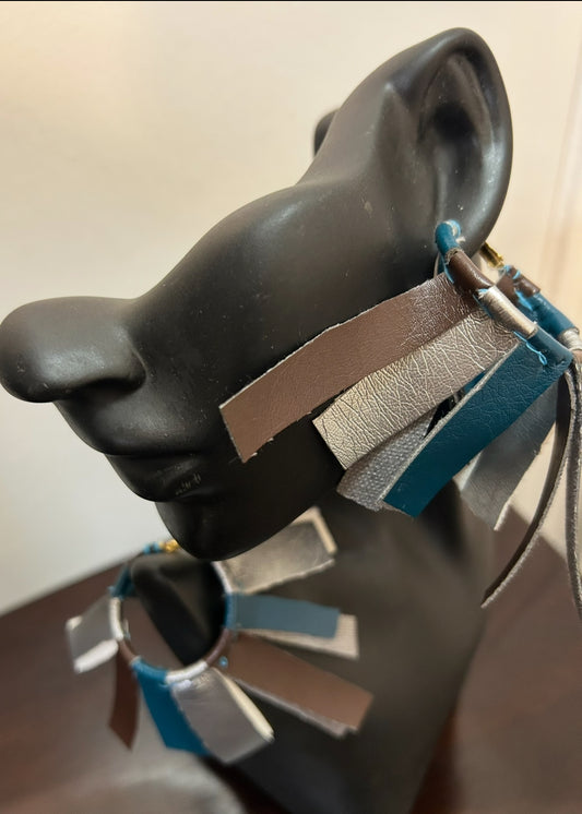 designs by Schequita Tricolor  Leather Hoop Earrings