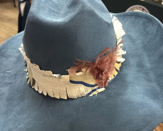 Blue Fedora Hat with designs by Schequita (Exclusive Edition)