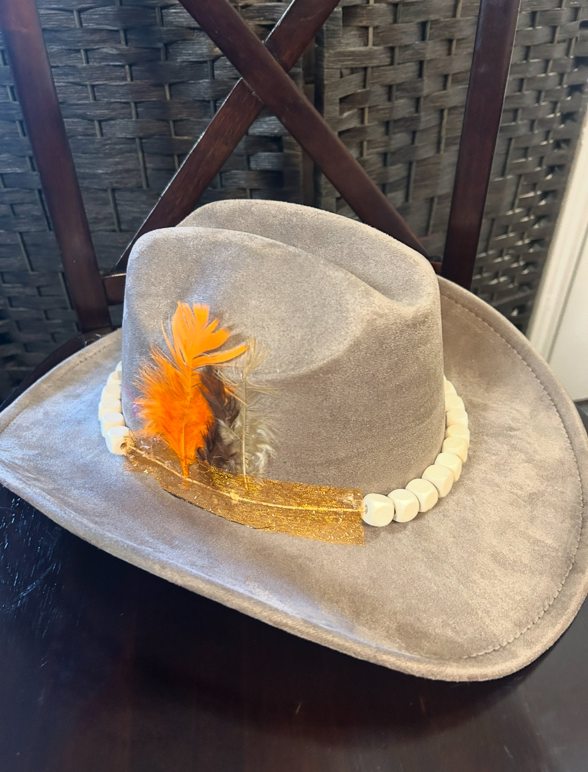 Tan Fedora Hat with designs by Schequita (Exclusive Edition)