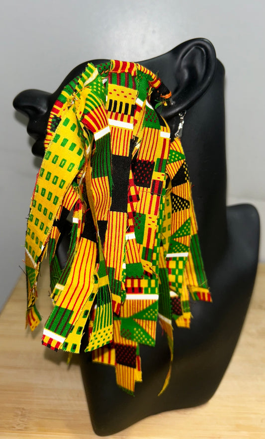 African Kente print hoop earrings-designs by Schequita