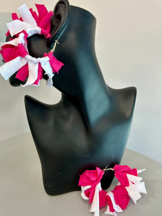 designs by Schequita Pink & White Hoop Earrings