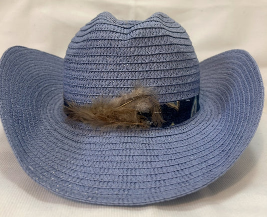 Light Blue Cowboy Hat with designs by Schequita
