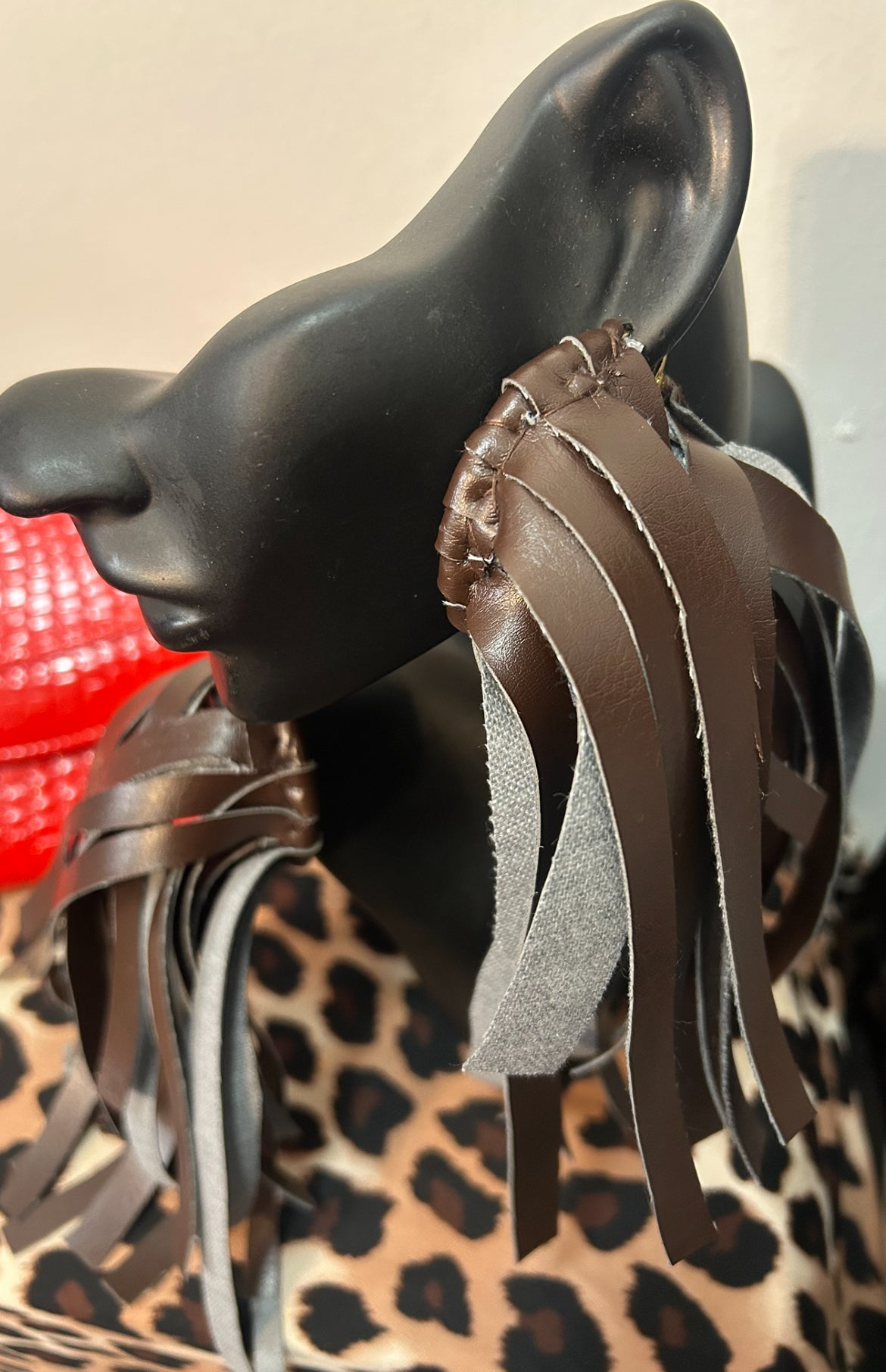 designs by Schequita Chocolate Leather Hoop Earrings