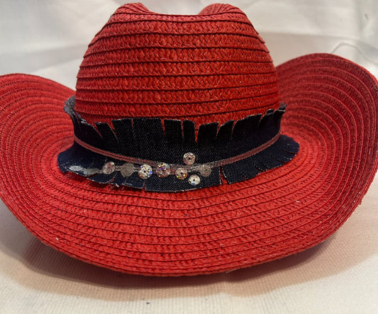 Red Cowboy Hat with designs by Schequita
