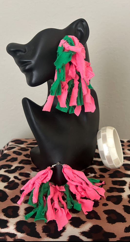 Pink & Green Hoop Earrings by designs by Schequita