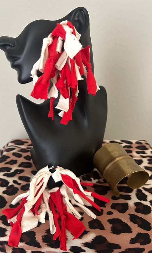 Red & White Hoop Earrings by designs by Schequita